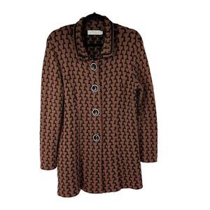 Willow Brown Black‎ Button Up Sweater Jacket Sz M